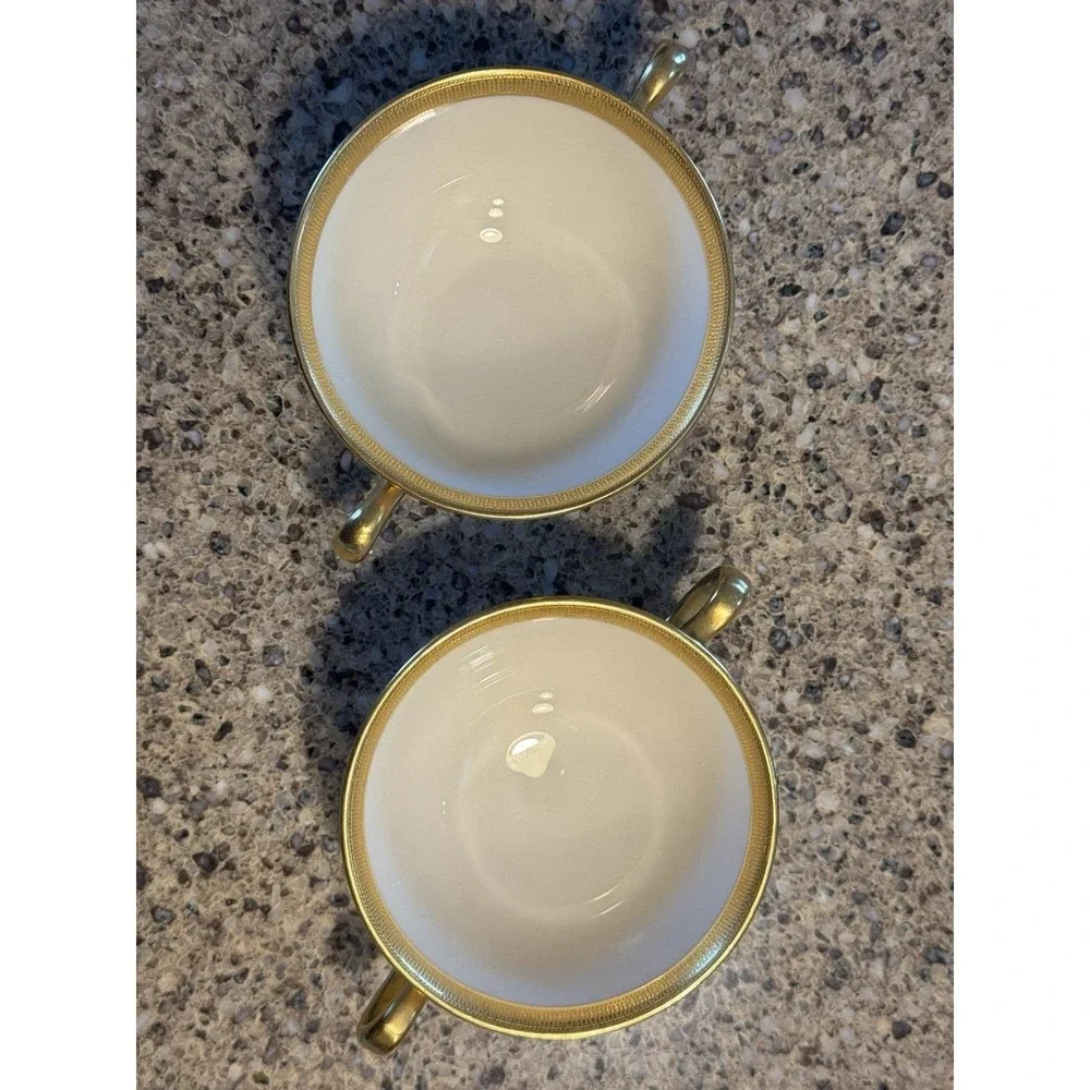 Lenox Gold Cream Bullion Cups Rare Early Cowell & Hubbard Cleveland Set of 2